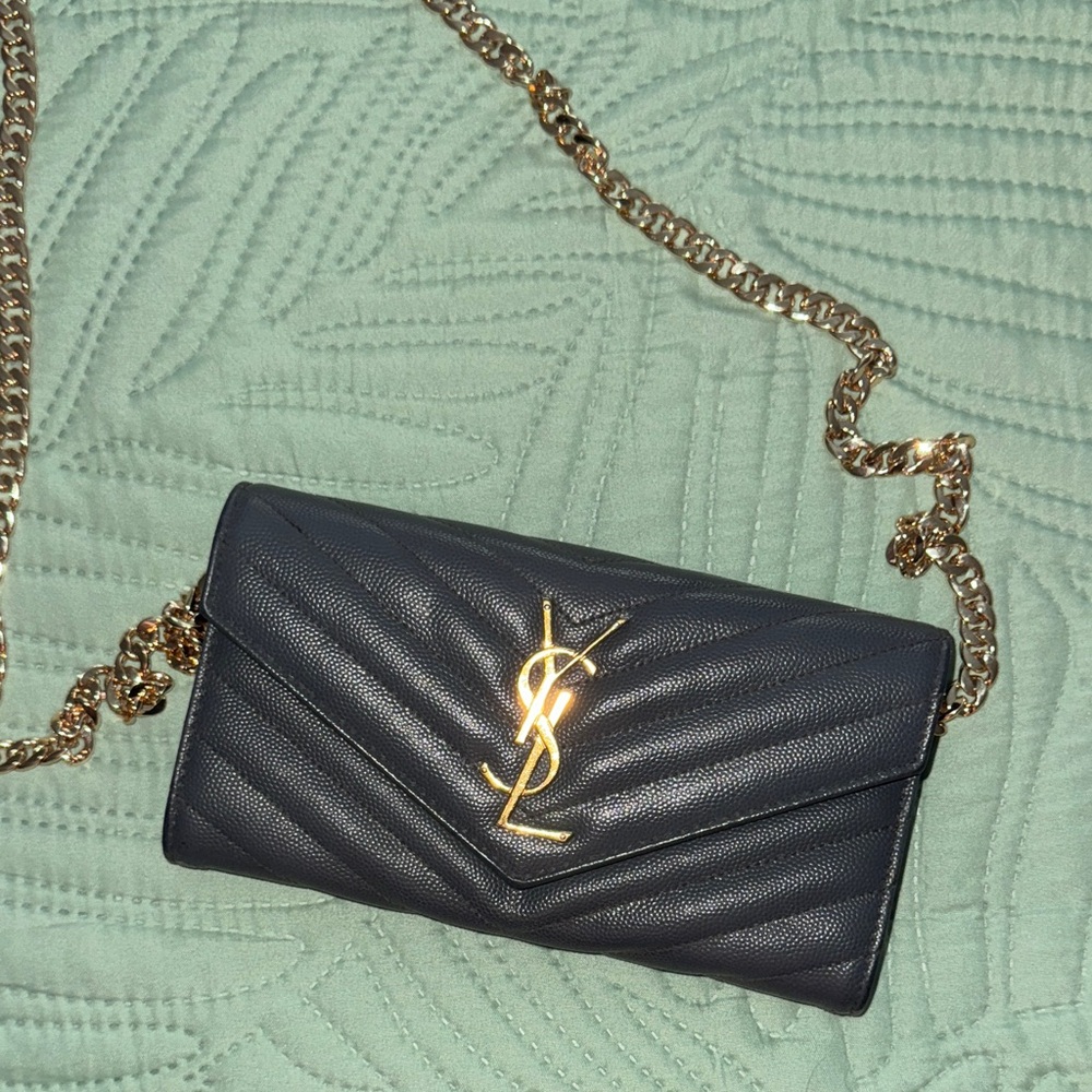 Yves Saint Laurent Quilted Leather Wallet on a Chain